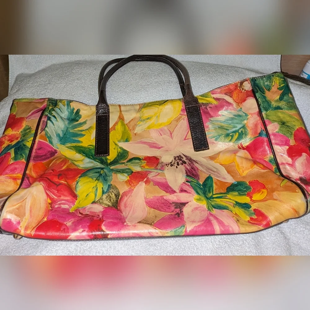 Maurizio Taiuti floral leather tote bag.